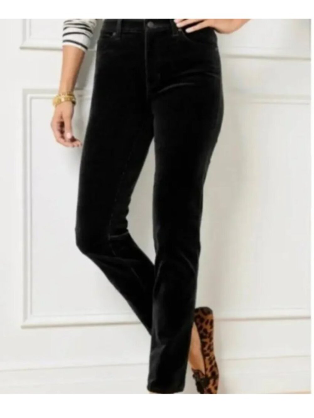 Talbots Simply Flattering Black Velvet Pants 16P Fall Halloween Winter Holiday